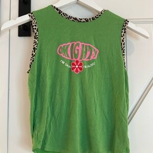 Omighty green top “I'm okay I'm alive”. Size M.
